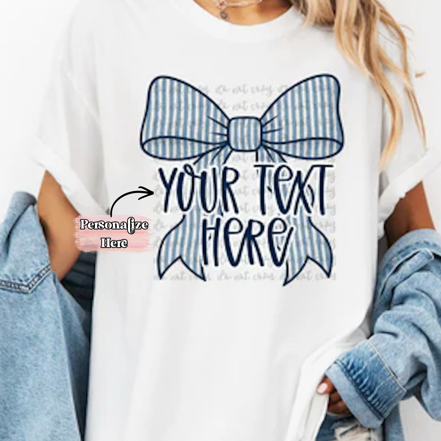 Preppy Striped Bow - ‼️Fully Customizable Transfer‼️