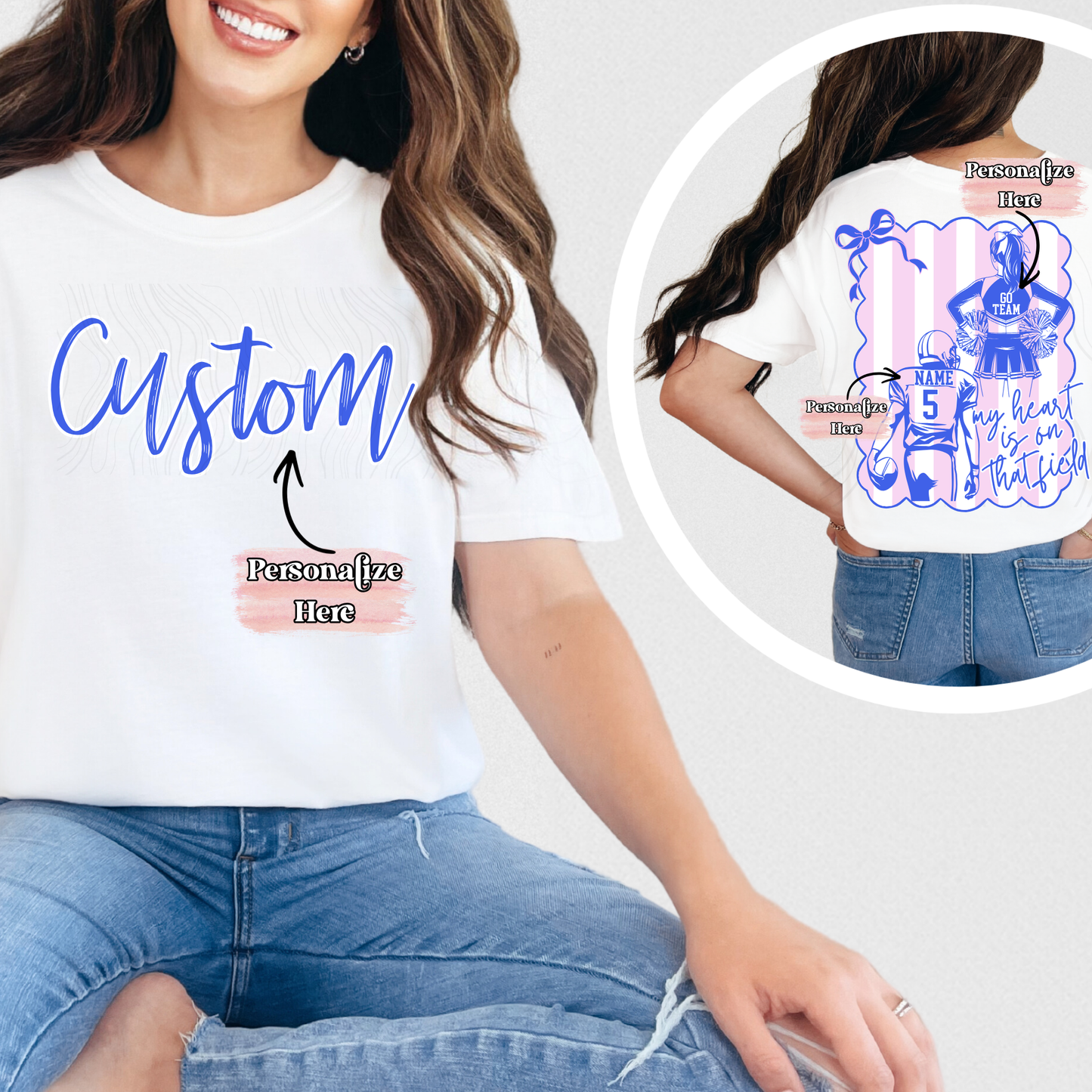 Preppy Cheer & Football Stripes - ‼️Fully Customizable Transfer‼️