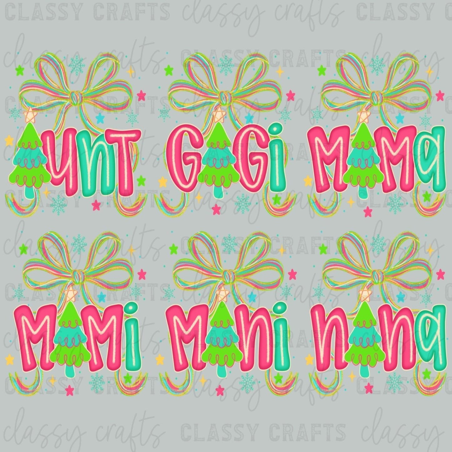 Coquette Christmas Names 30x24 - PREMADE GANG SHEET