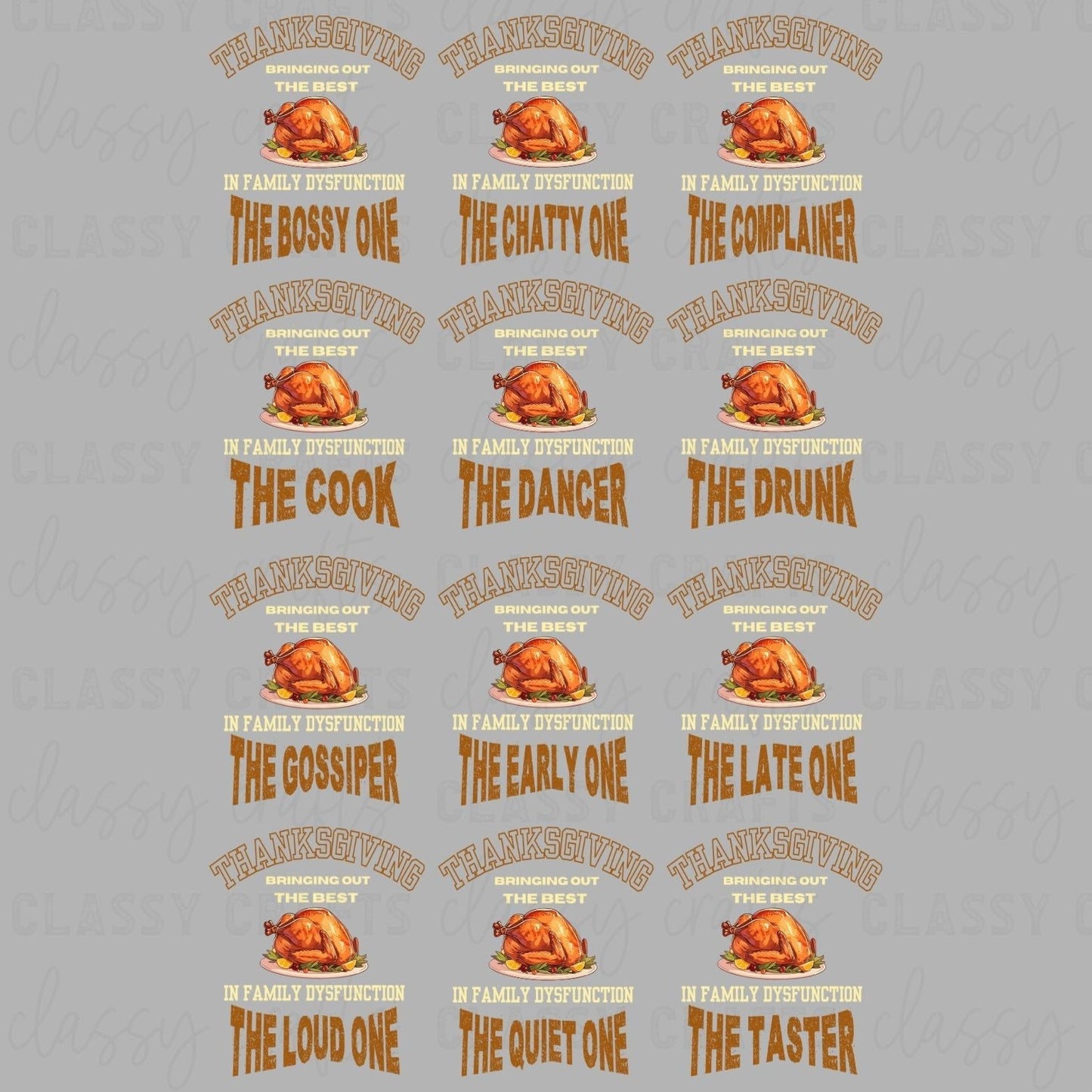 Thanksgiving Family Dysfunction 30x48 - PREMADE GANG SHEET