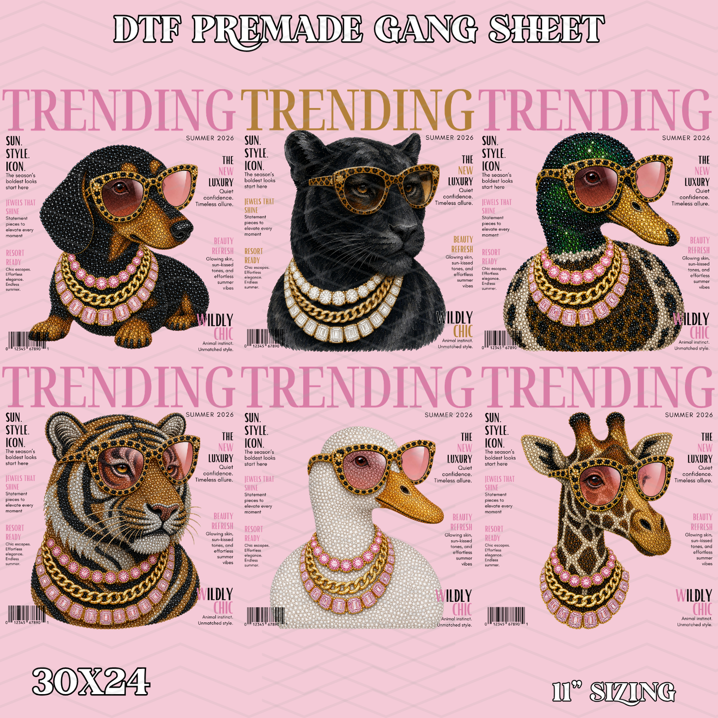 Trending Bougie Animals - 30x24 - PREMADE GANG SHEET