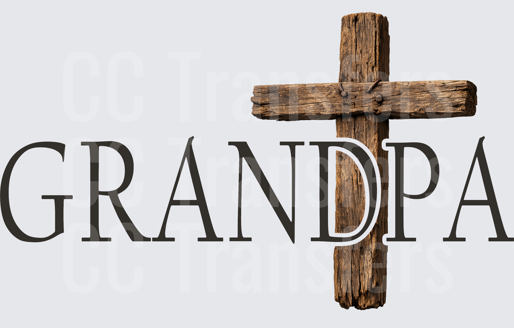 Grandpa Rustic Wooden Cross Memorial (DTF)
