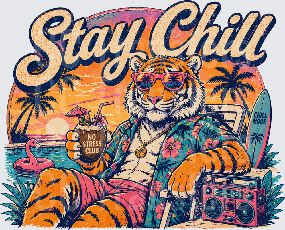 Stay Chill Tiger No Stress Club Beach Vibes (DTF)