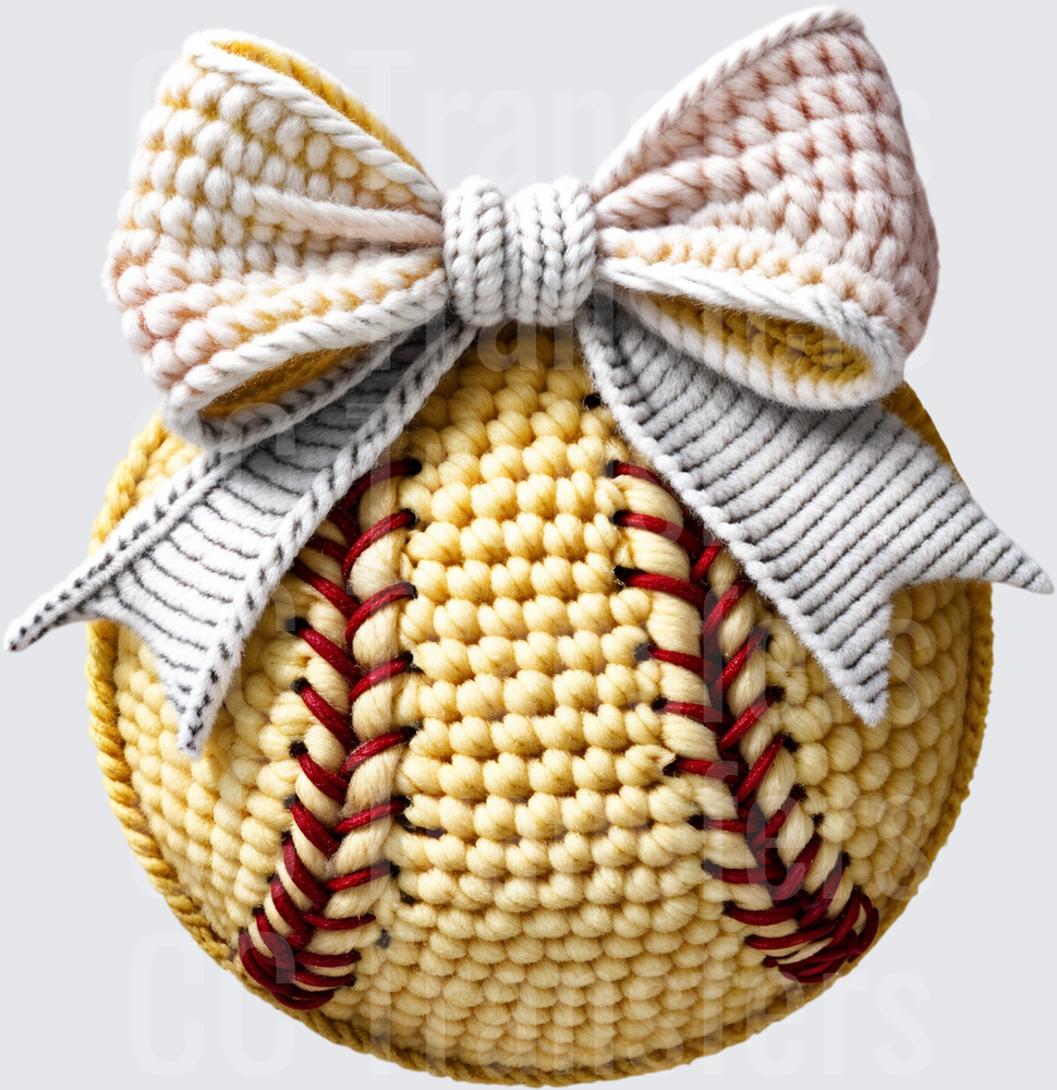 Crochet Softball with Bow (DTF)