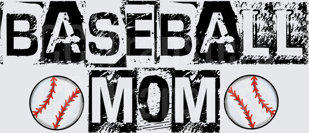 Baseball Mom Distressed Grunge Design with Baseballs (DTF)