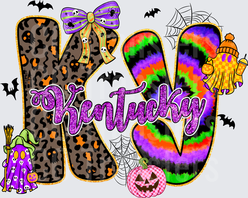 Kentucky Halloween KY Leopard Tie-Dye Letters (DTF)