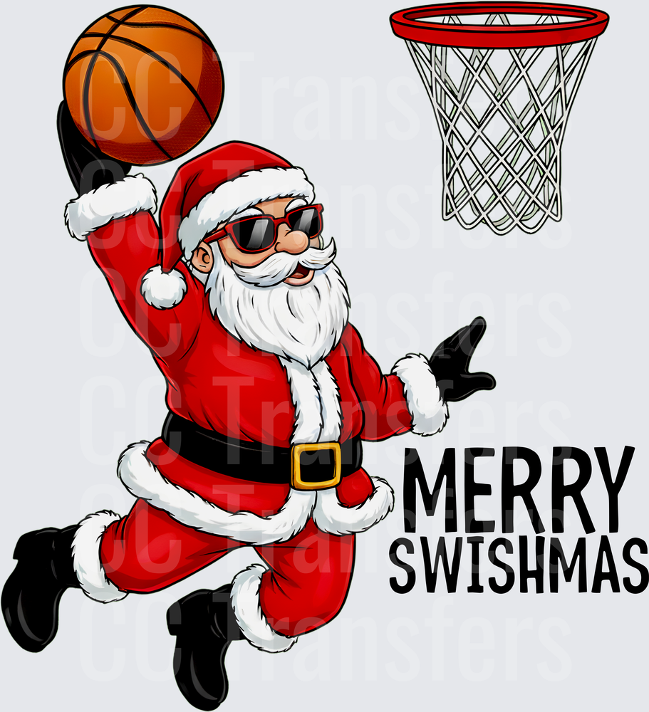 Merry Swishmas Santa Claus Basketball Slam Dunk (DTF)