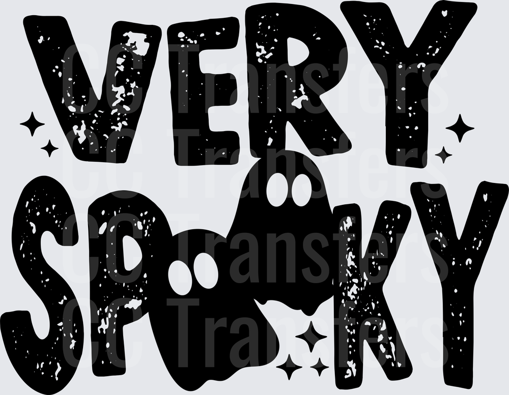Very Spooky Distressed Ghost Halloween Text (DTF)