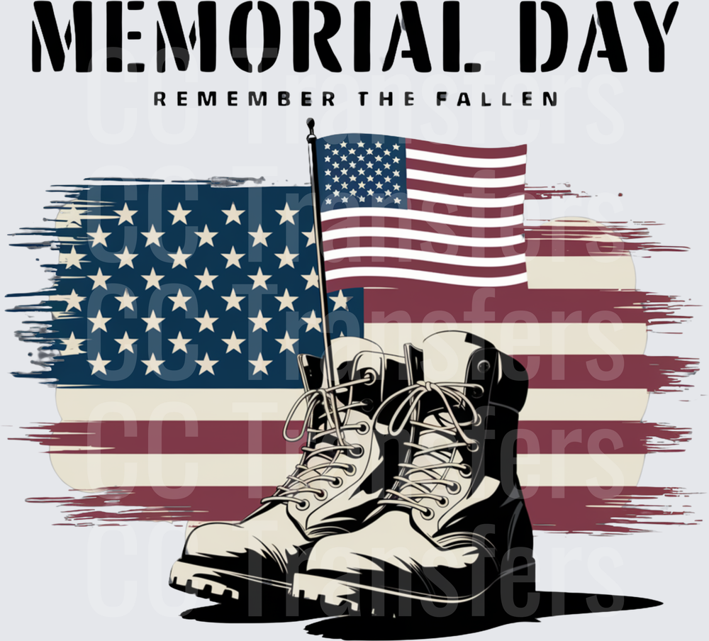 Memorial Day Remember The Fallen Combat Boots Flag (DTF)