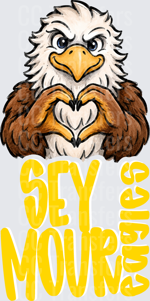 Seymour Eagles Mascot Heart Hands School Spirit (DTF)