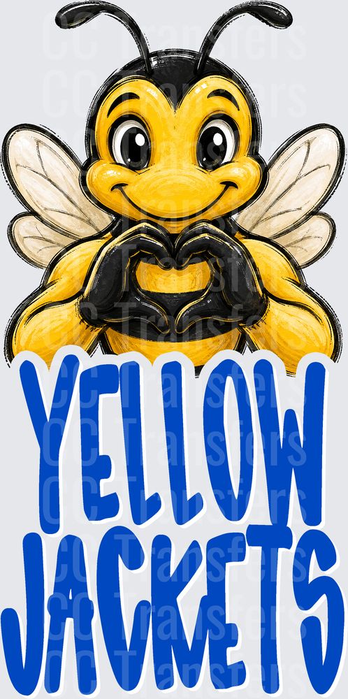 Cute Bee Making Heart Hands Yellow Jackets (DTF)