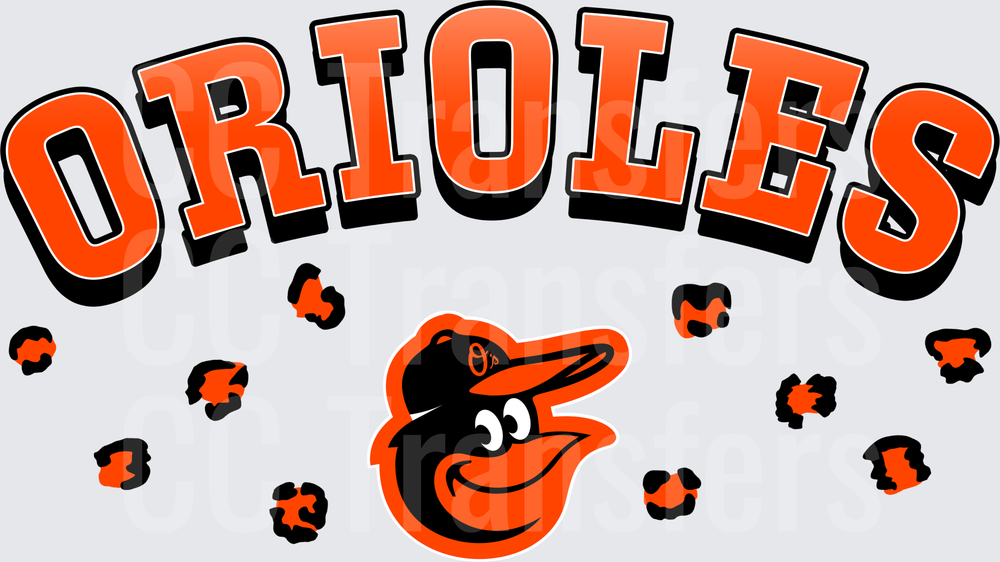 Baltimore Baseball Bird Arched Logo Leopard Print (DTF)