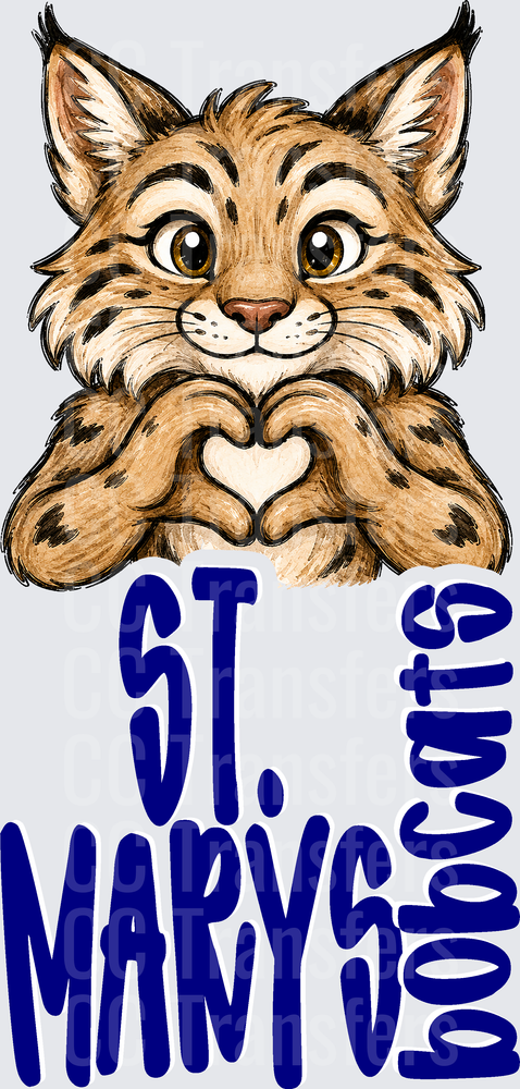St. Marys Bobcats Mascot Heart Hands (DTF)
