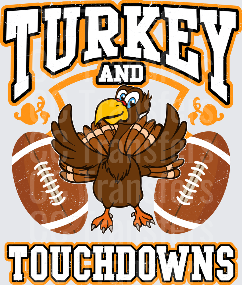 Turkey and Touchdowns Cartoon Turkey Football (DTF)