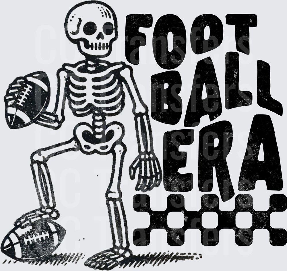 Football Era Skeleton Holding Football Distressed (DTF)
