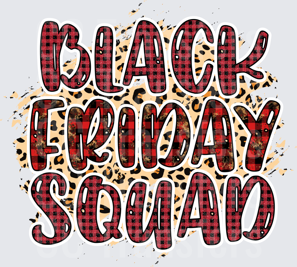 Black Friday Squad Buffalo Plaid Leopard Print Letters (DTF)