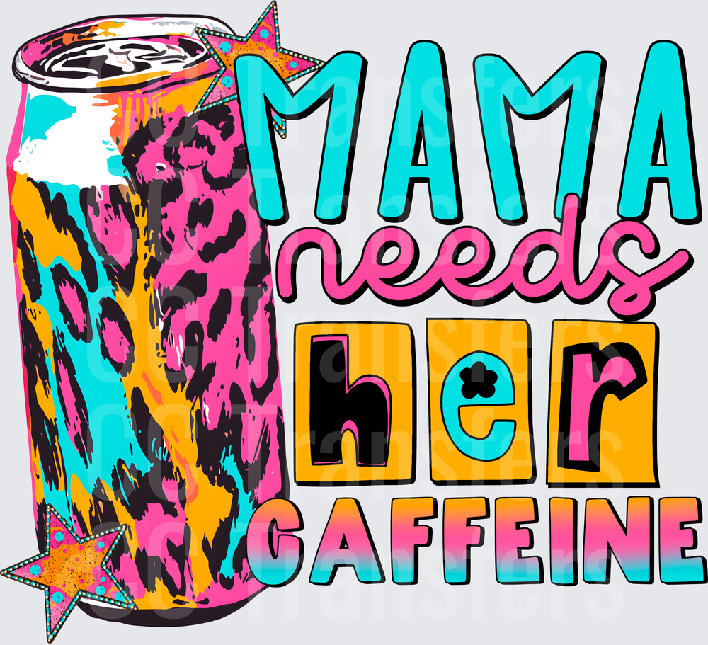 Mama Needs Her Caffeine Leopard Print Energy Can (DTF)