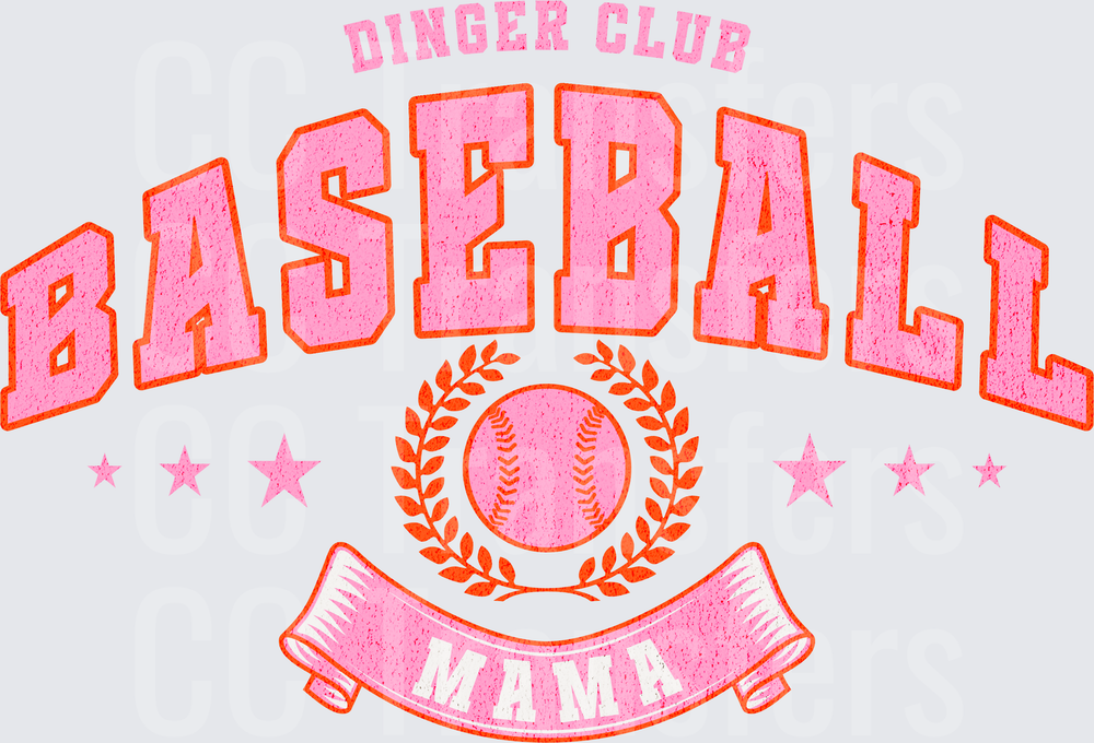 Dinger Club Baseball Mama Retro Pink Varsity Design (DTF)