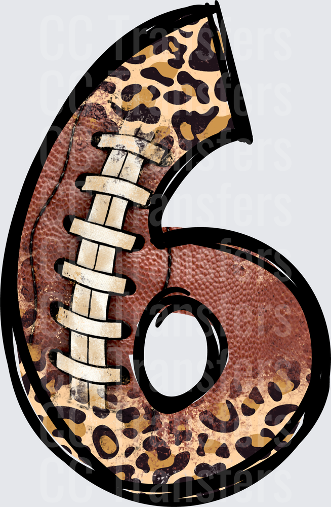 Number 6 Football Texture Leopard Print Design (DTF)