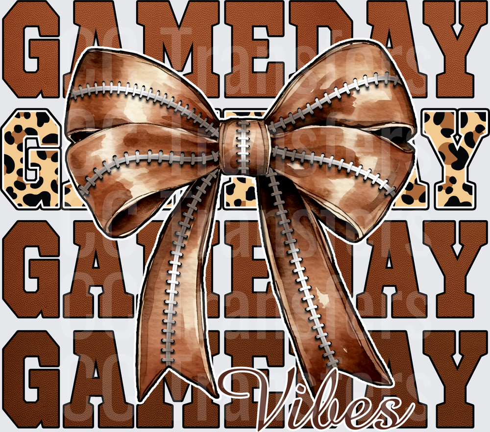 Gameday Vibes Stacked Lettering Football Bow (DTF)