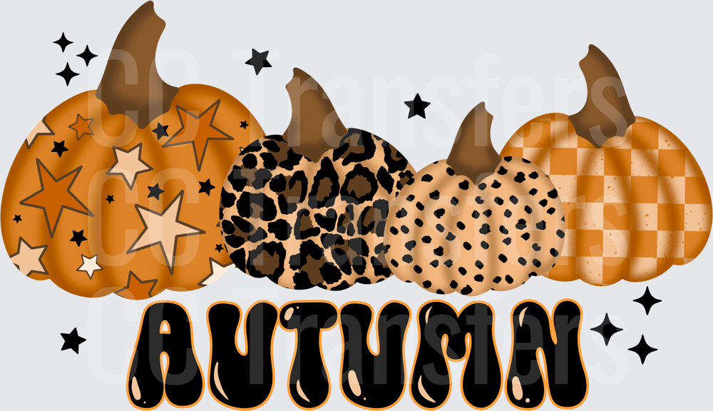 Autumn Patterned Pumpkins Stars Leopard Checker (DTF)