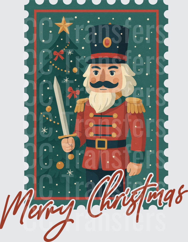 Merry Christmas Nutcracker Soldier Vintage Stamp (DTF)