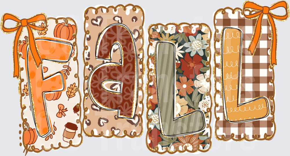 Boho Fall Letters Patchwork Floral Gingham Autumn (DTF)