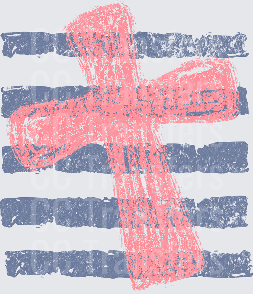 Crayon Sketch Cross Over Blue Stripes (DTF)