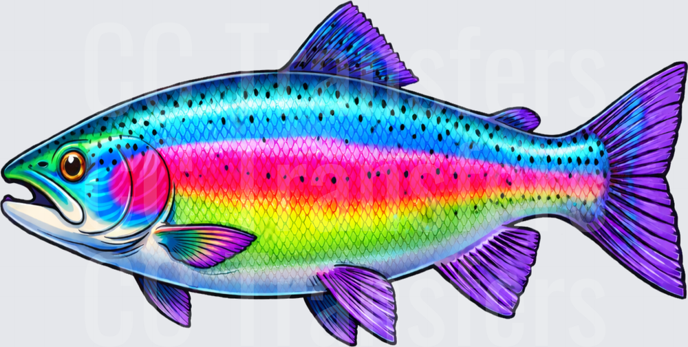 Vibrant Rainbow Trout Colorful Fishing illustration (DTF)