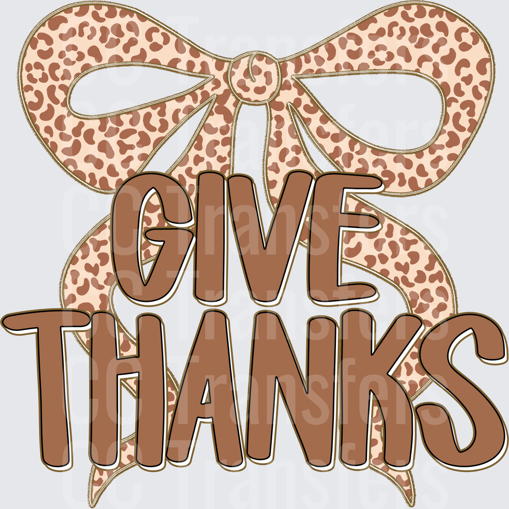 Give Thanks Leopard Print Bow Thanksgiving (DTF)