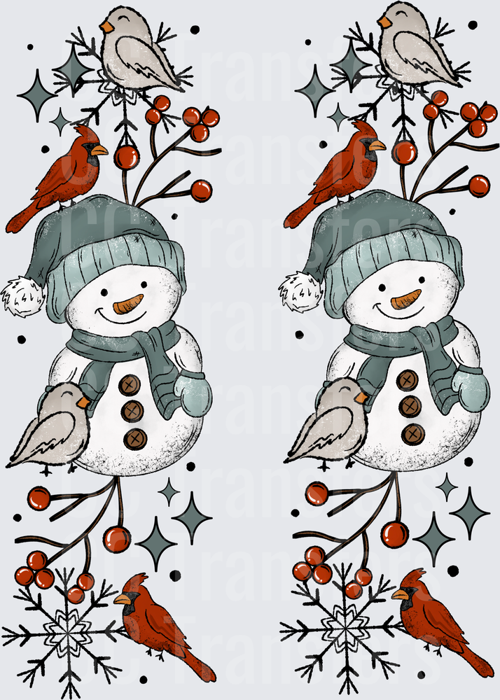 Snowman And Birds Transfer - Sleeve