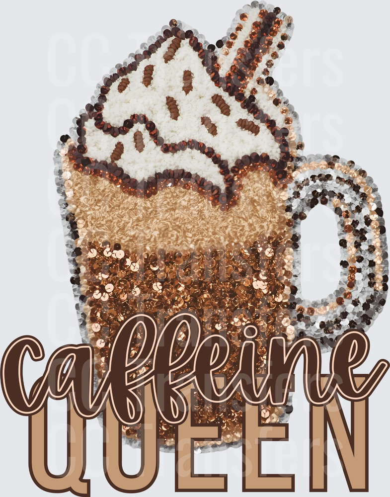 Caffeine Queen Sequin Coffee Mug Latte (DTF)