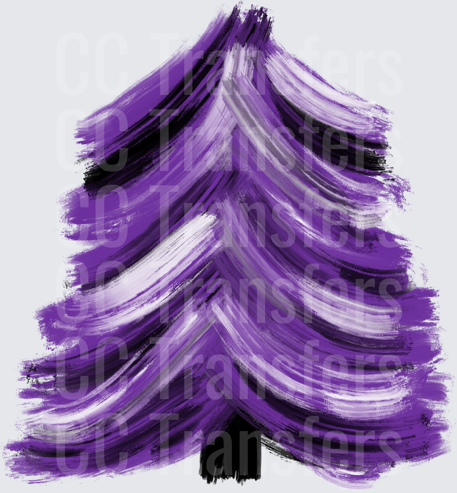 Abstract Purple Brushstroke Christmas Tree (DTF)