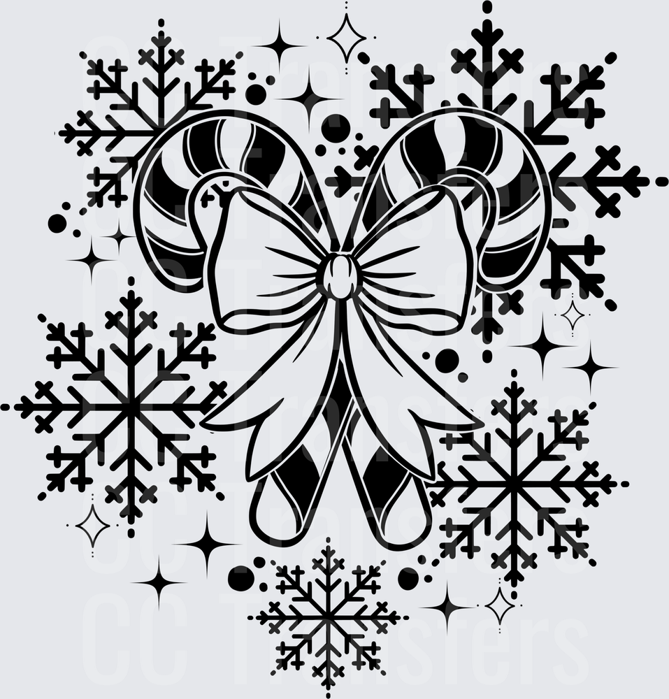 Candy Canes Bow Snowflakes Christmas Holiday (DTF)