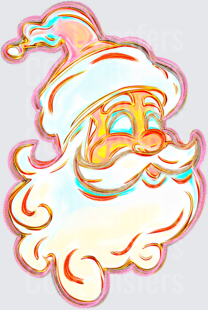 Holographic Glowing Santa Claus Face Holiday (DTF)