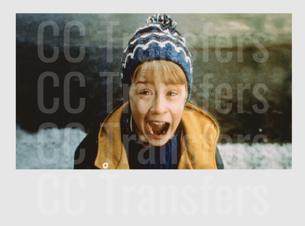 Screaming Boy in Blue Pom Beanie Winter Scene (DTF)