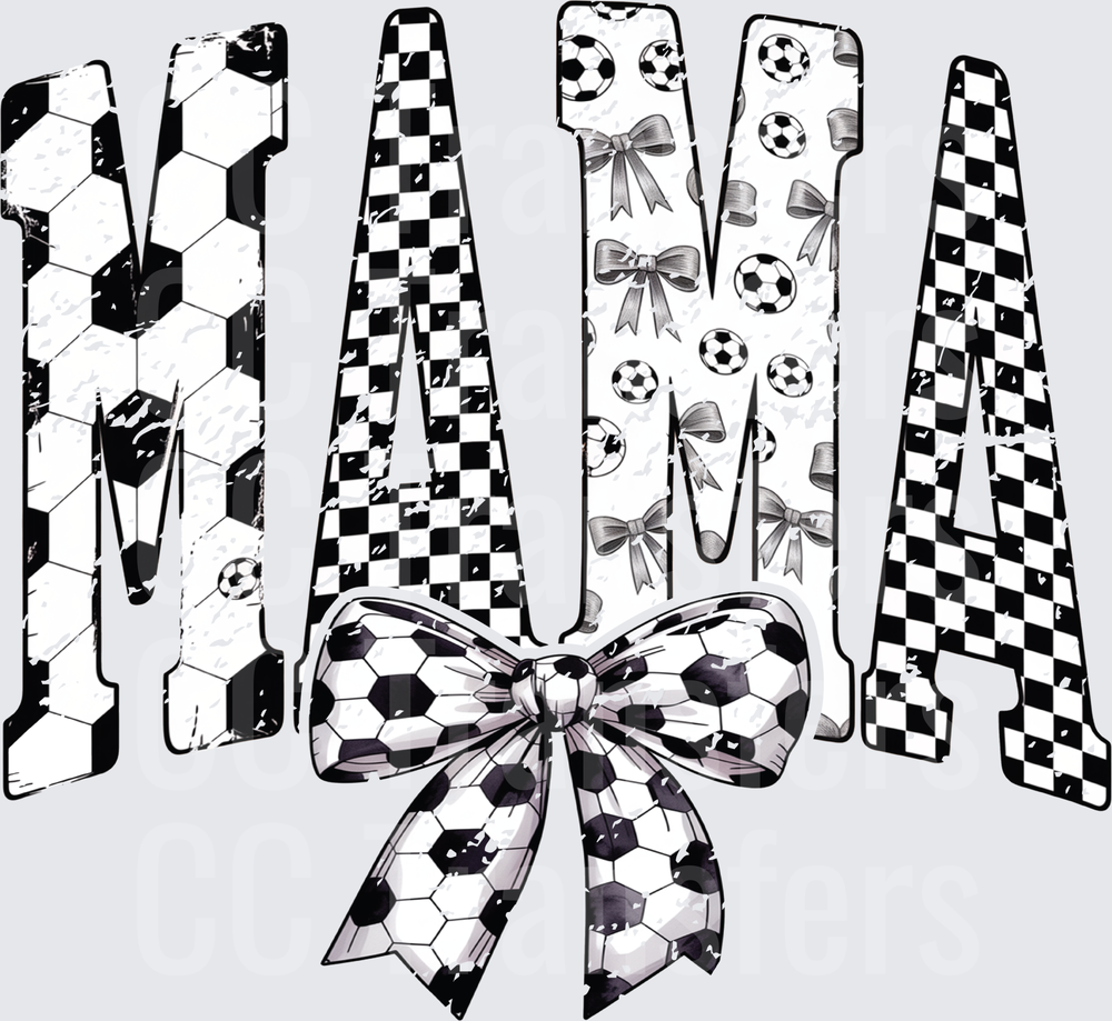 Soccer Mama Bold Patterned Letters with Bow (DTF)