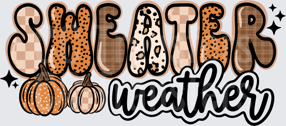 Sweater Weather Fall Pumpkins Leopard Plaid Letters (DTF)