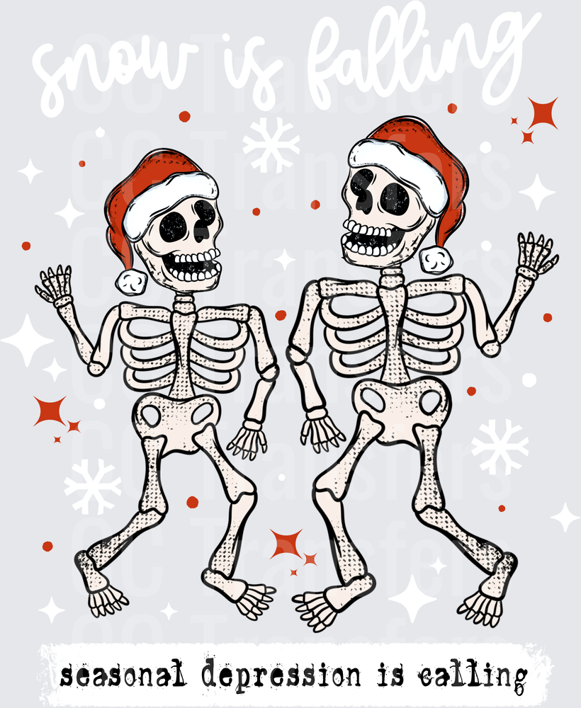 Dancing Christmas Skeletons Seasonal Depression Is Calling (DTF)