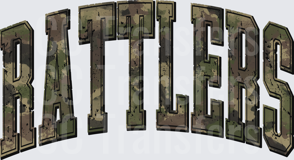 Rattlers Arched Camo Distressed Bold Lettering (DTF)