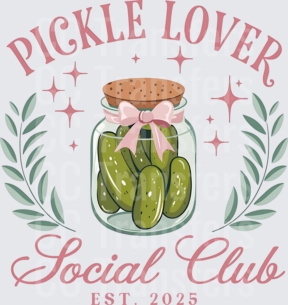 Pickle Lover Social Club Est 2025 Mason Jar Pink Bow