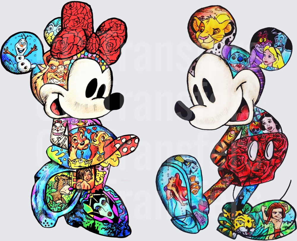Colorful Character Collage Mouse Duo (DTF)