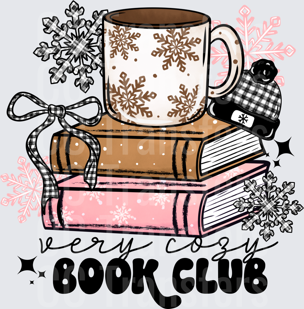 Very Cozy Book Club Winter Books and Snowflake Mug (DTF)
