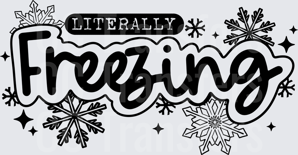 Literally Freezing Bold Script with Snowflakes (DTF)