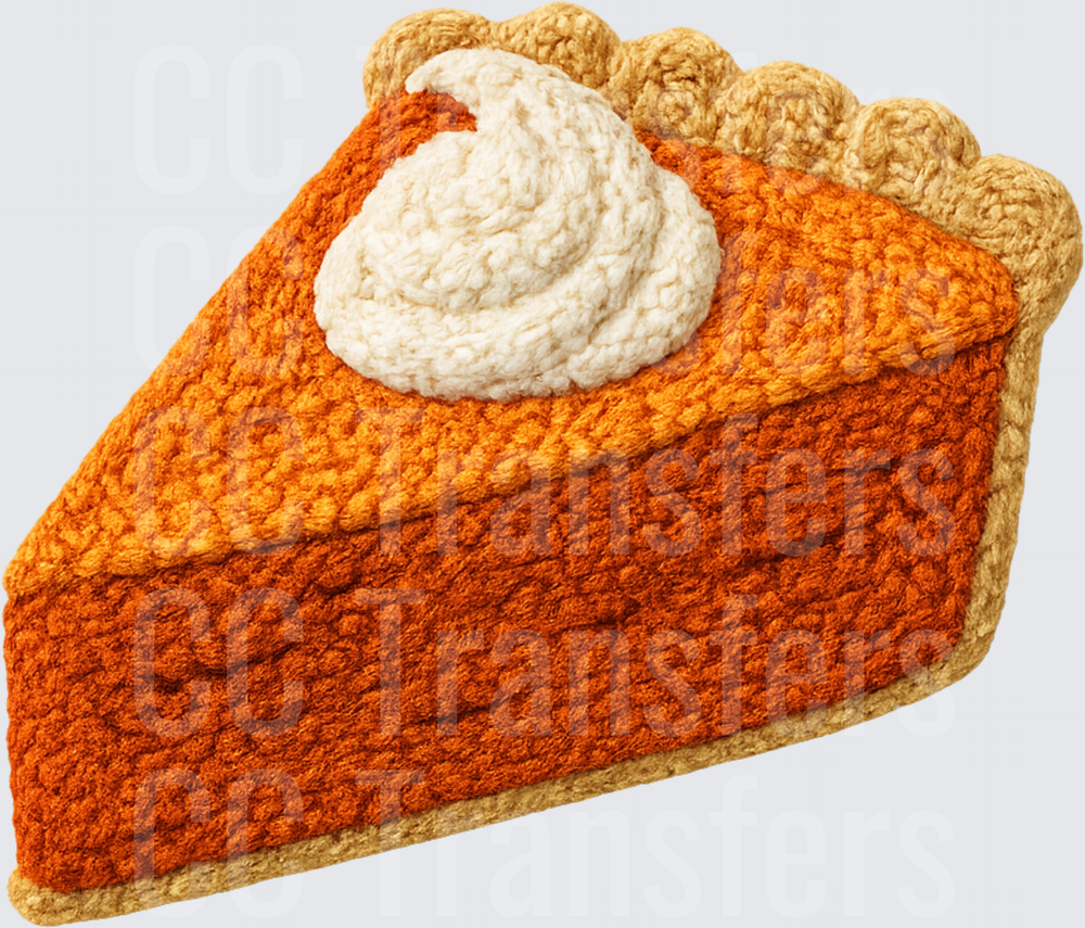 Crochet Knit Pumpkin Pie Slice with Whipped Cream (DTF)