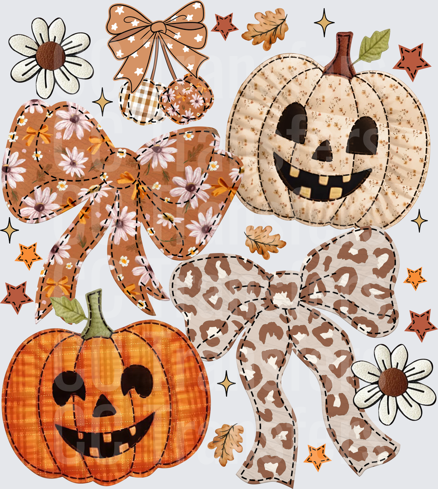 Fall Halloween Pumpkin Bows Daisy Patch Bundle (DTF)