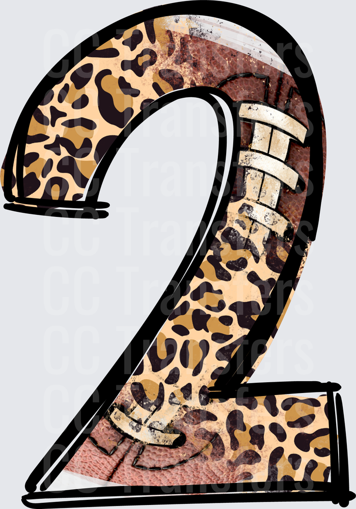 Number 2 Football Laces Leopard Print Design (DTF)