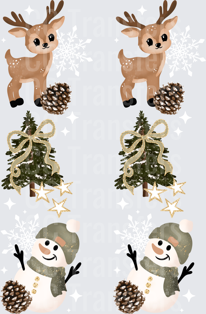 Cute Reindeer Snowman Pine Tree Christmas Bundle (DTF)