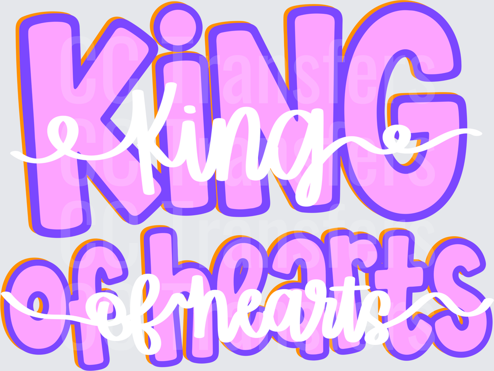 King of Hearts Bold Bubble Letter Graphic (DTF)
