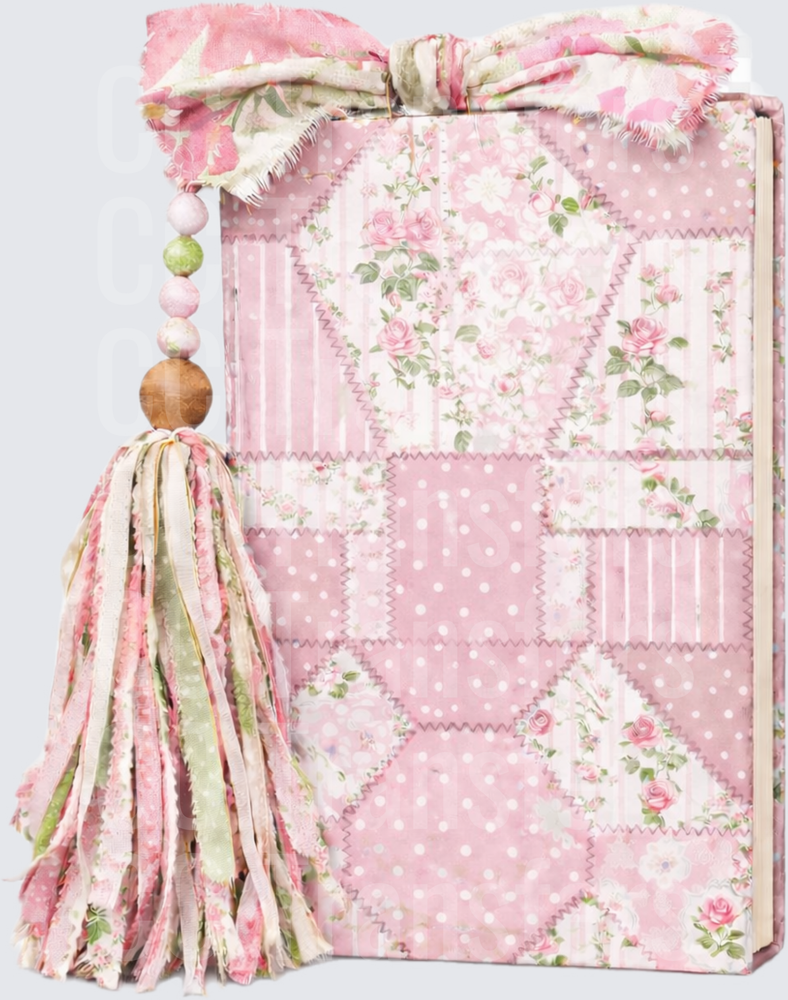 Shabby Chic Pink Floral Patchwork Journal with Tassel (DTF)